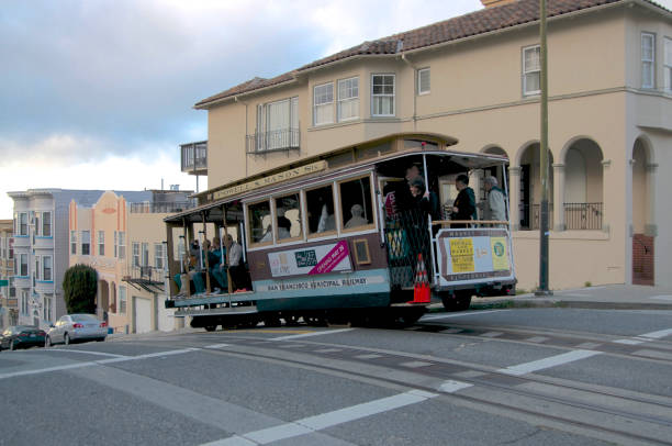 San Francisco, California, USA - 20th May 2015 : View of a typical Cable Car of the Powell & Mason line in San Francisco, USA