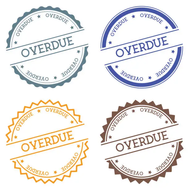 Vector illustration of Overdue badge isolated on white background.