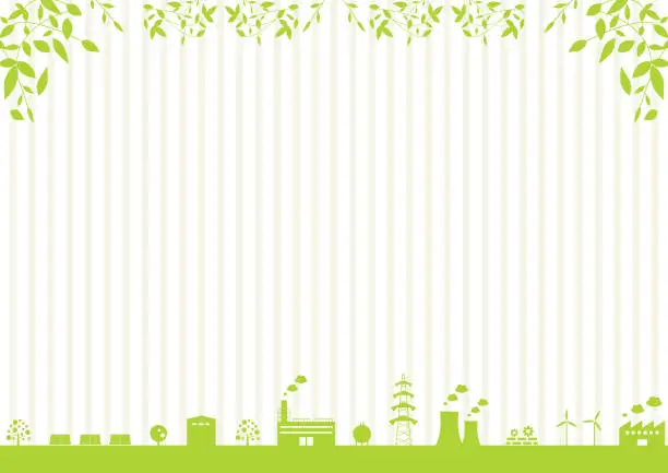 Vector illustration of silhouette illustration of ecology factory,natural power plant area scenery vector