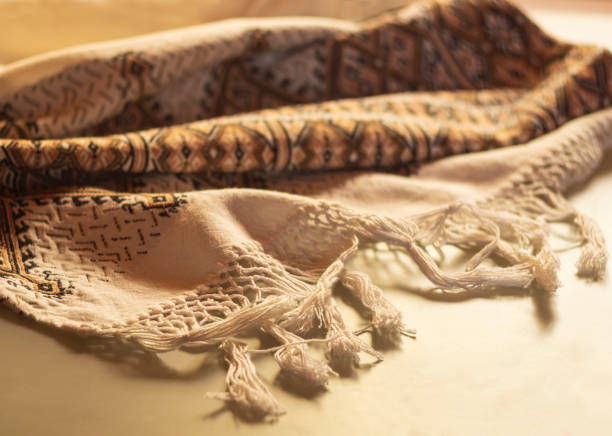 istock Cross-stitched handicraft in warm sunlight 1146214844