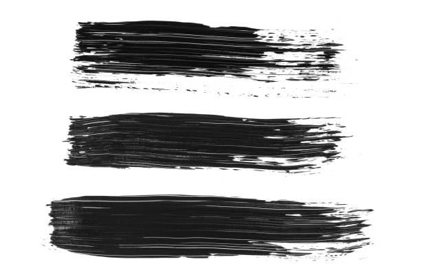 istock Set of black acrylic brush strokes isolated on white background. Abstract handmade drawing. 1146216657