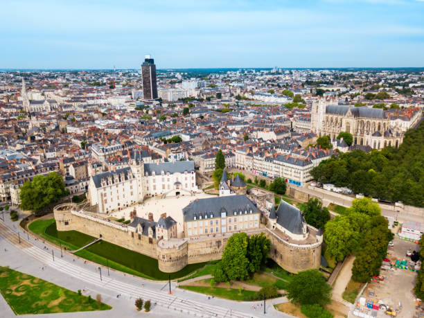Nantes aerial panoramic view, France Nantes aerial panoramic view. Nantes is a city in Loire-Atlantique region in France nantes stock pictures, royalty-free photos & images