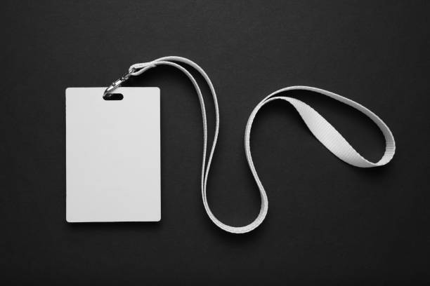istock Security badge on black background, lanyard plastic clip, template 1146217798