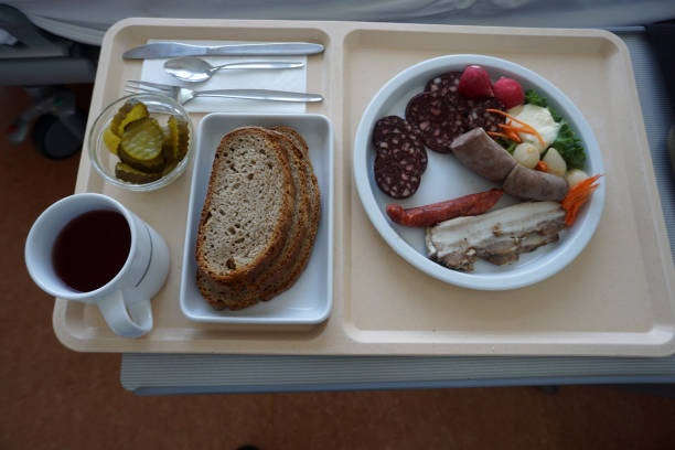 istock Dinner in a hospital in Germany with sausage and bread 1146218831