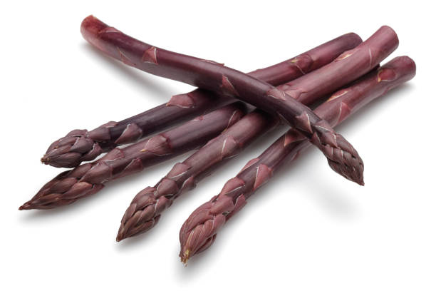 istock Purple asparagus sticks isolated on white 1146220587