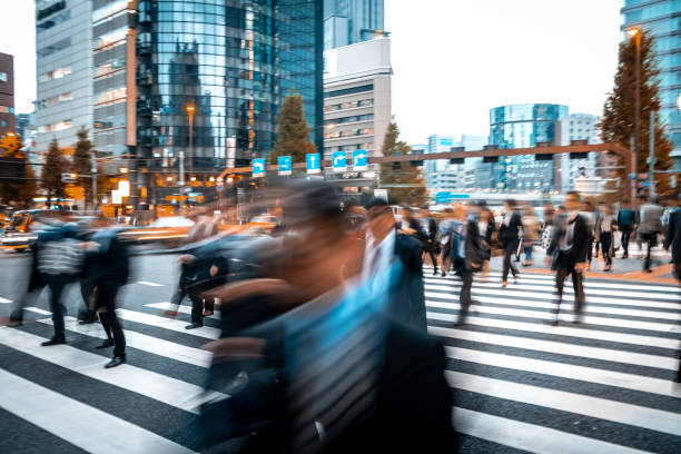 istock Blurred business people on their way from work 1146224395