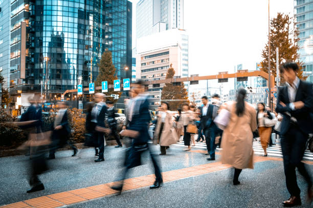 istock Blurred business people on their way from work 1146224396