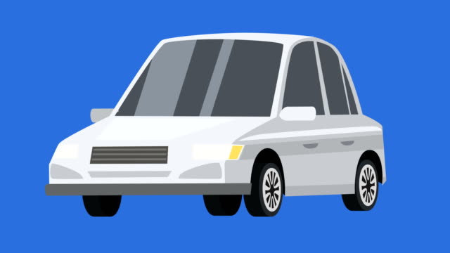 Cartoon isolated white auto car flat animation