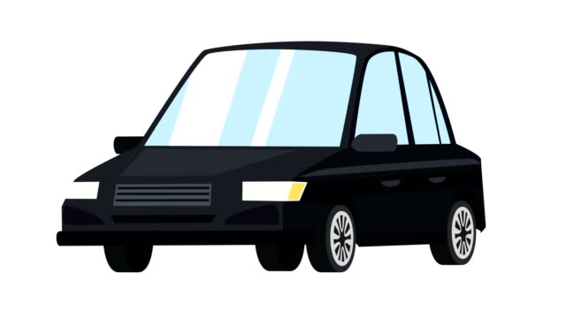 Cartoon isolated black auto car flat animation