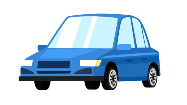 Cartoon isolated blue auto car flat animation