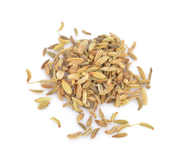 Top view of caraway,meridian fennel,Persian cumin isolated on white background Top view of caraway, meridian fennel, Persian cumin isolated on white background carum carvi stock pictures, royalty-free photos & images