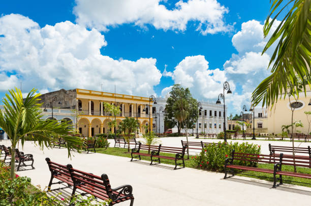 Cityscape and architecture view from the old town in Santa Clara in Cuba - Serie Cuba Reportage stock photo