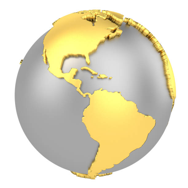 istock Earth globe with golden continents isolated on white background. World Map. 3D rendering illustration. 1146235720