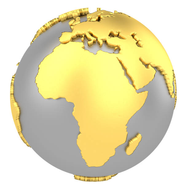 istock Earth globe with golden continents isolated on white background. World Map. 3D rendering illustration. 1146235735