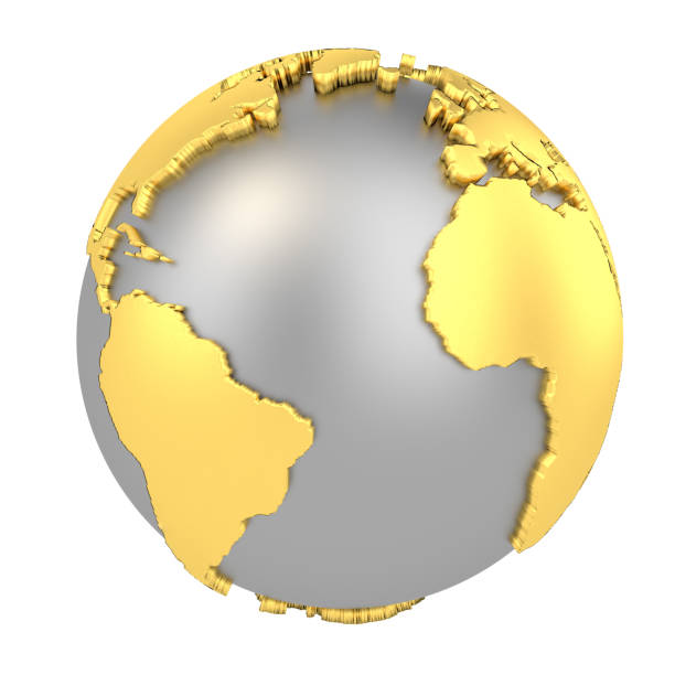istock Earth globe with golden continents isolated on white background. World Map. 3D rendering illustration. 1146235736