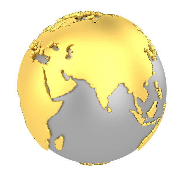 istock Earth globe with golden continents isolated on white background. World Map. 3D rendering illustration. 1146235772