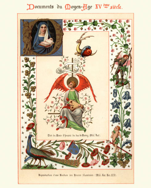 istock Angel, Virgin Mary, Peacocks, St George, Medieval art 15th Century 1146236417