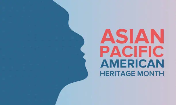 Vector illustration of Asian Pacific American Heritage Month. Celebrated in May. It celebrates the culture, traditions, and history of Asian Americans and Pacific Islanders in the United States. Poster, card, banner and background. Vector illustration