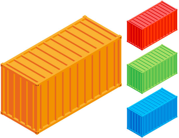containerisometrie - container stock-grafiken, -clipart, -cartoons und -symbole
