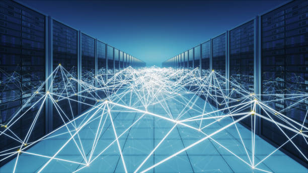 接続を持つネットワークサーバー - network server computer network rack computer part ストックフォトと画像
