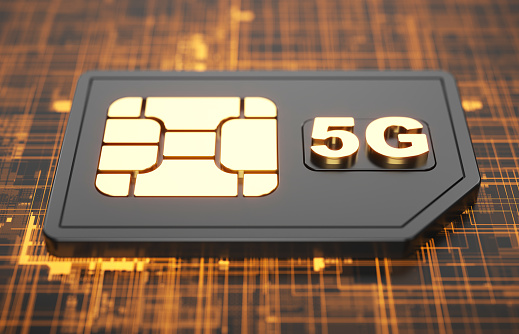 5G SIM Card with technology background