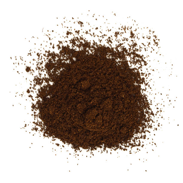 istock Top view of roast ground coffee isolated on white 1146240450