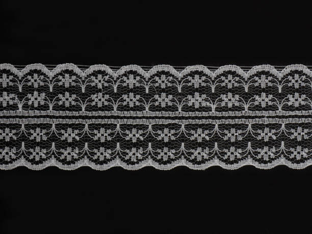 istock White laces on a black background horizontally in one row 1146241362