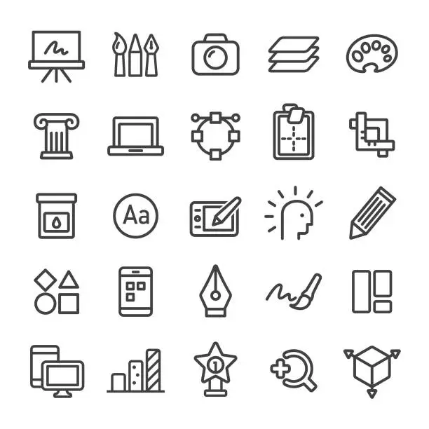 Vector illustration of Graphic Design Icons Set - Smart Line Series