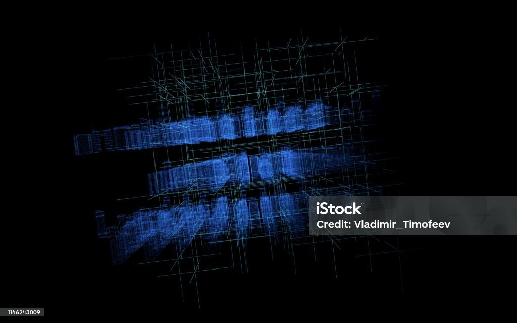 3d Render Digital Computer Grid Matrix Technology Stock Photo ...