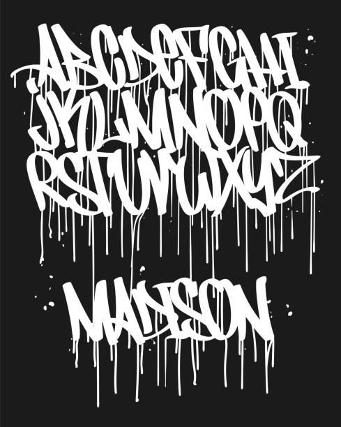 Marker Graffiti Font, handwritten Typography vector illustration. Marker Graffiti Font, handwritten Typography vector illustration marker font alphabet stock illustrations