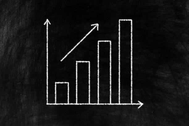 istock Bar Graph Rising Drawing on Chalkboard, Using for Business Concept. 1146250216
