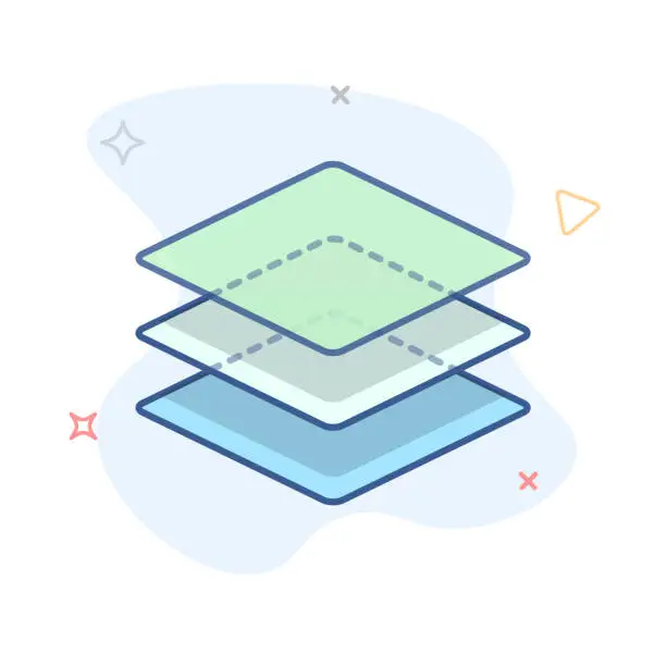 Vector illustration of Stack of layers icon. Stack of squares outline illustration.