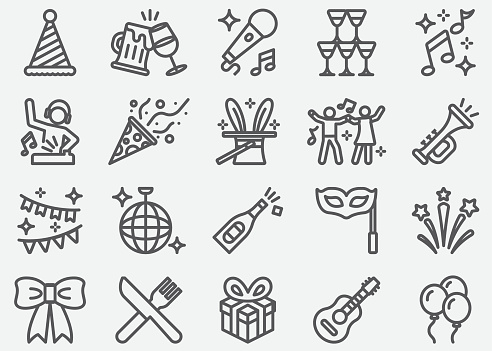 Party and Celebration Line Icons