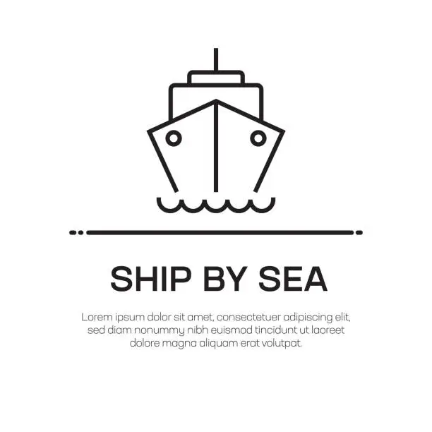 Vector illustration of Ship By Sea Vector Line Icon - Simple Thin Line Icon, Premium Quality Design Element