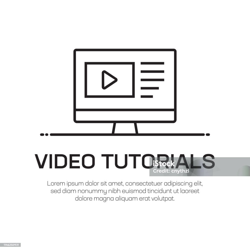 Video Tutorials Vector Line Icon - Simple Thin Line Icon, Premium Quality Design Element Tutorial stock vector