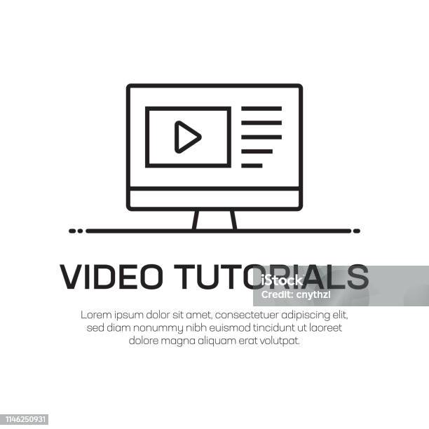 Video Tutorials Vector Line Icon Simple Thin Line Icon Premium Quality Design Element Stock Illustration - Download Image Now