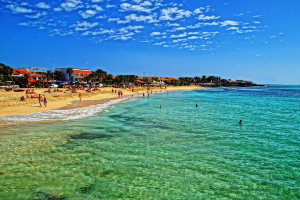 The main beach in Santa Maria If you go to Sal island, it is highly likely that you will swim there west africa coast photos stock pictures, royalty-free photos & images