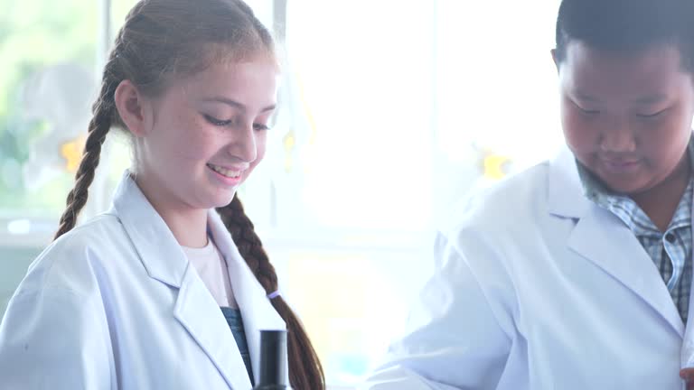 Students study during science class  In Laboratory