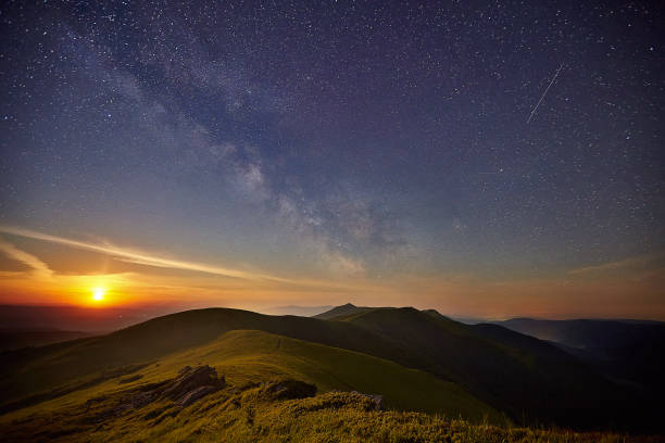 istock Starry sky and Milky Way over the summer mountains 1146255414