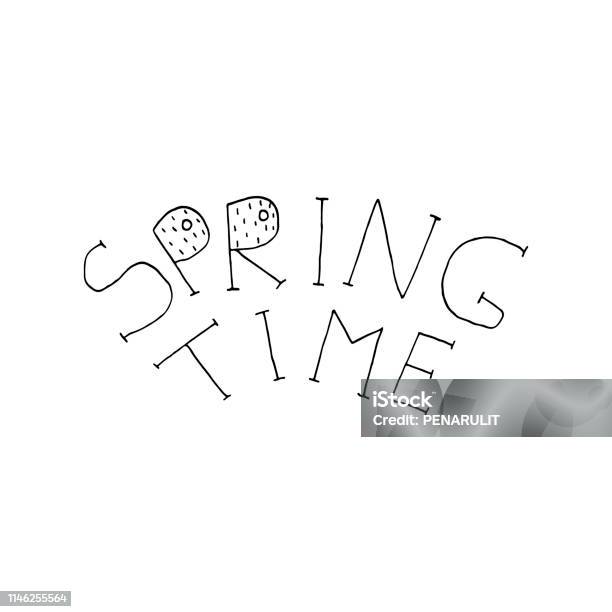 Hand Drawn Spring Time Vector Lettering Stock Illustration - Download ...