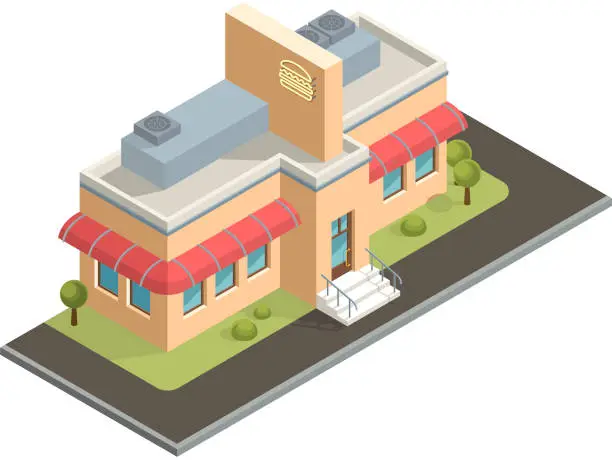 Vector illustration of Diner Isometric Vector