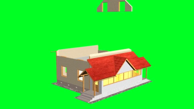Home construction. Build structure. Time-lapse 3d animation