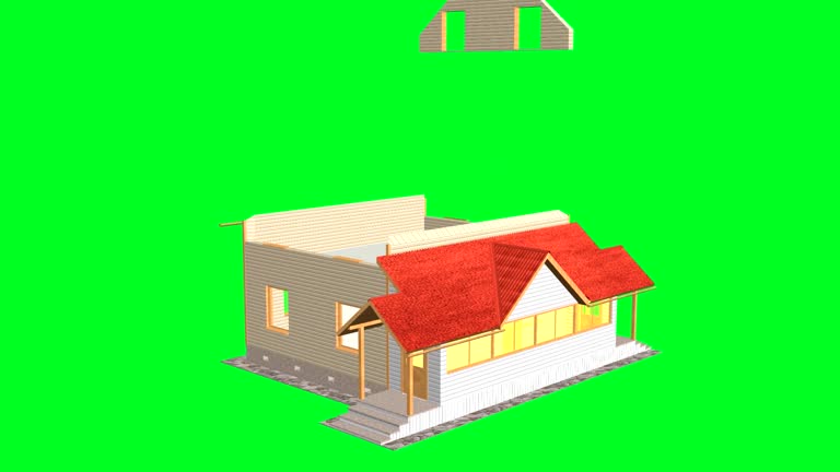 Home construction. Build structure. Time-lapse 3d animation