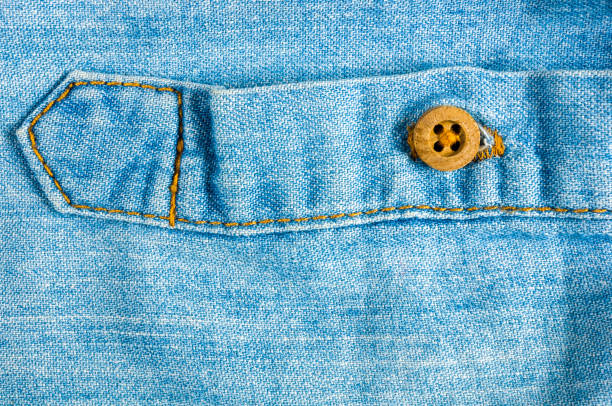 istock Blue washed faded jeans texture with seams, clasps, buttons and rivets 1146261856