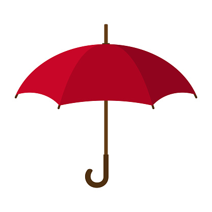 Red Umbrella Icon. Red Umbrella isolated on white background. Flat Style. Clean and modern vector illustration for design, web.