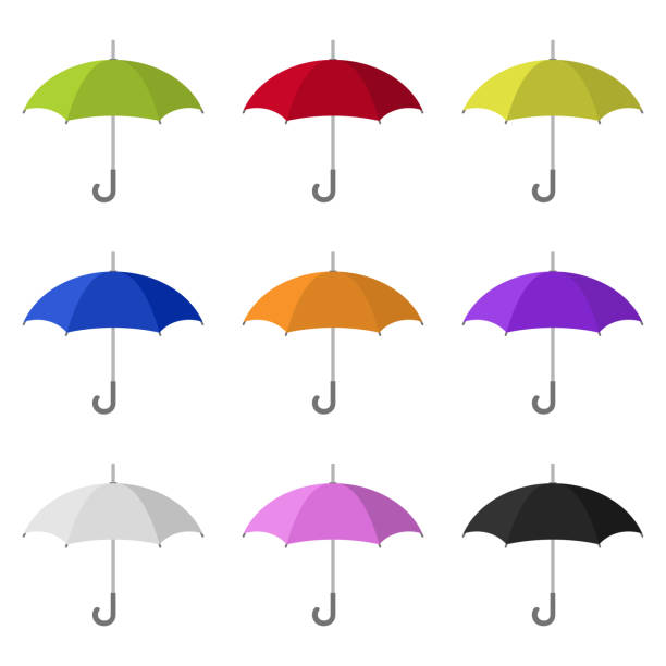 ilustrações, clipart, desenhos animados e ícones de jogo de ícones coloridos do guarda-chuva isolados no fundo branco. estilo liso. ilustração limpa e moderna do vetor para o projeto, web. - safety business umbrella parasol