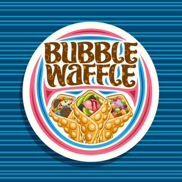 wektorowy znak dla bubble waffle - snack street food chocolate waffle stock illustrations