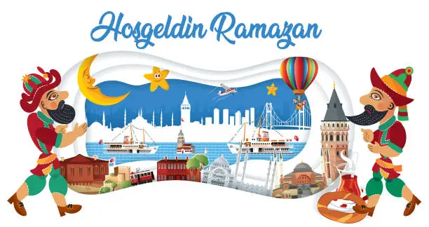 Vector illustration of Welcome To Ramadan, Hoşgeldin Ramazan