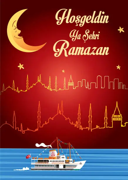 Vector illustration of Welcome To Ramadan, Hoşgeldin Ramazan