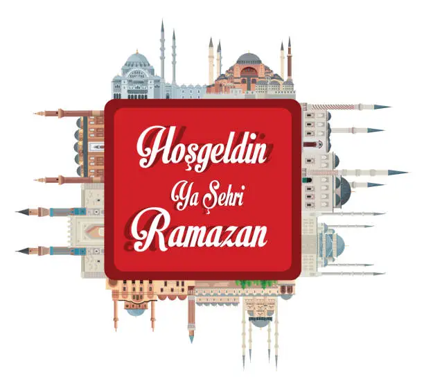 Vector illustration of Welcome To Ramadan, Hoşgeldin Ramazan